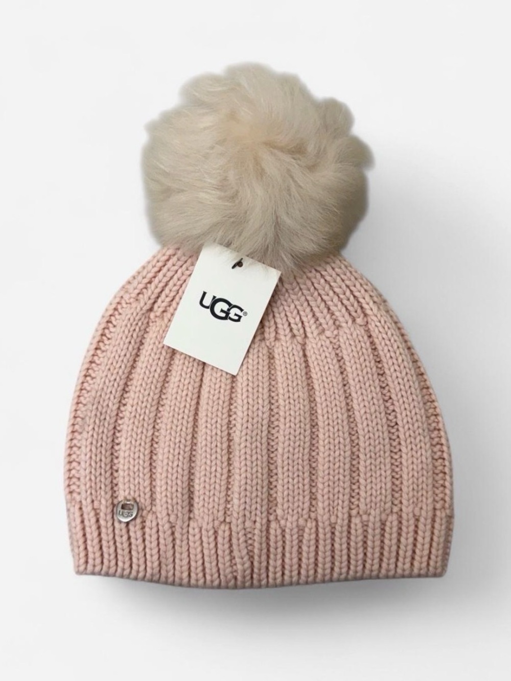 UGG Pink Knit Pom Beanie